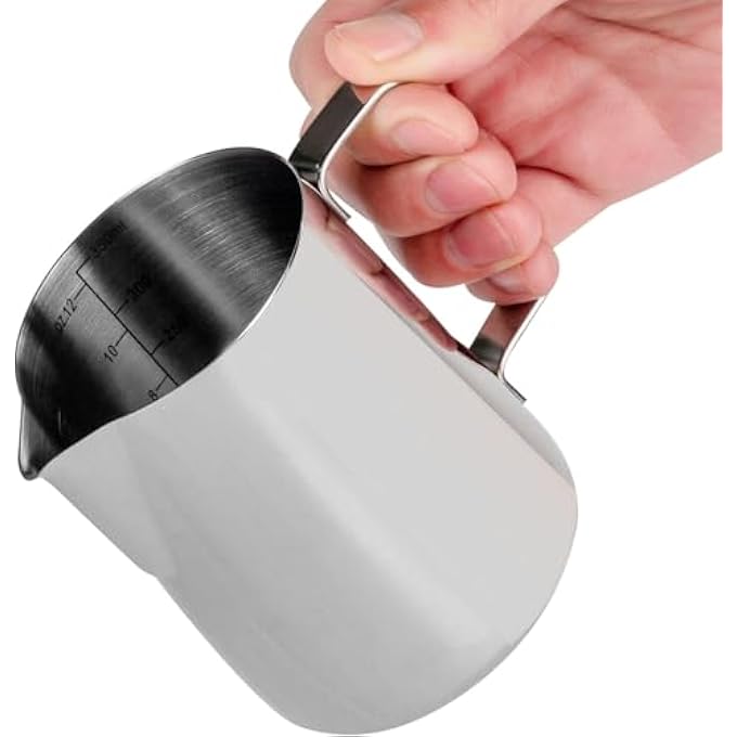 ECVV 350Ml Stainless Steel Milk Frothing Pitcher  12Oz  Measurement Coffee Cup Milk Steaming Pitcher  Espresso Coffee Milk Frother Jug Perfect Pitcher For Latte Art Barista - Image 2