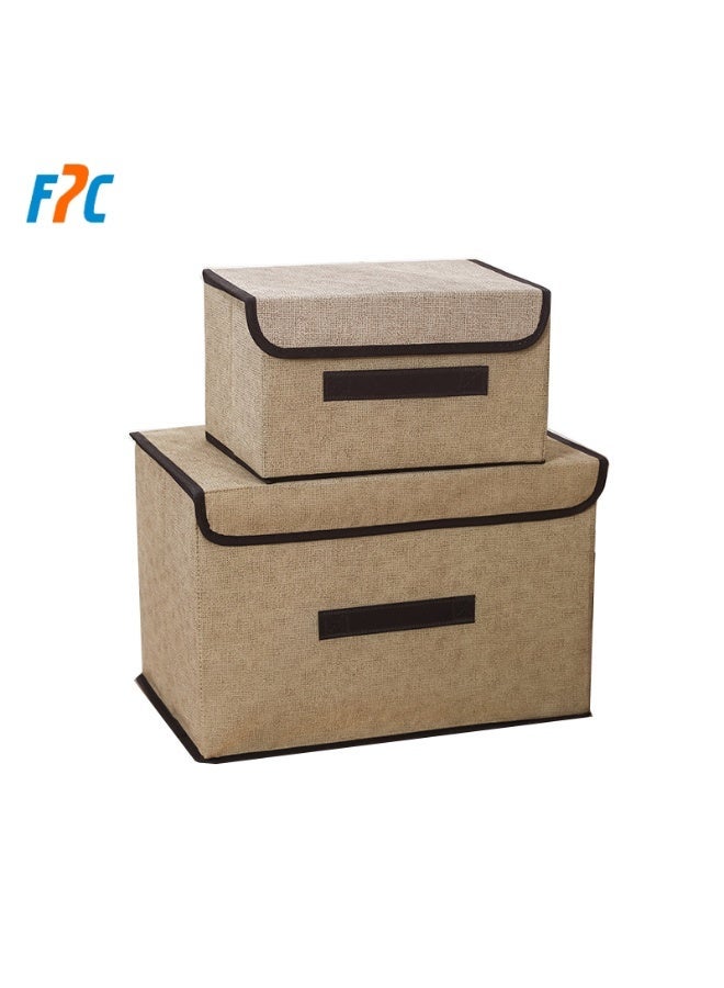 أف بي سي FPC 2 قطعة قابلة للطي مربع التخزين مع الغطاء ، متوفرة في الألوان الرمادية والبيج والوردية ، قياس 27 * 20 * 16 سم و 38x25x25 سم - Image 1