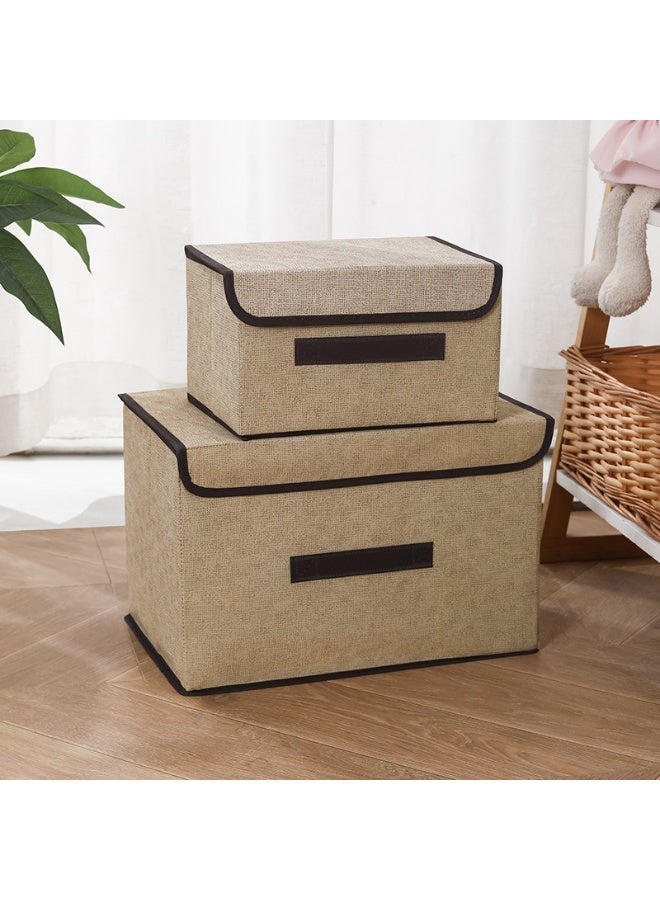 أف بي سي FPC 2 قطعة قابلة للطي مربع التخزين مع الغطاء ، متوفرة في الألوان الرمادية والبيج والوردية ، قياس 27 * 20 * 16 سم و 38x25x25 سم - Image 2