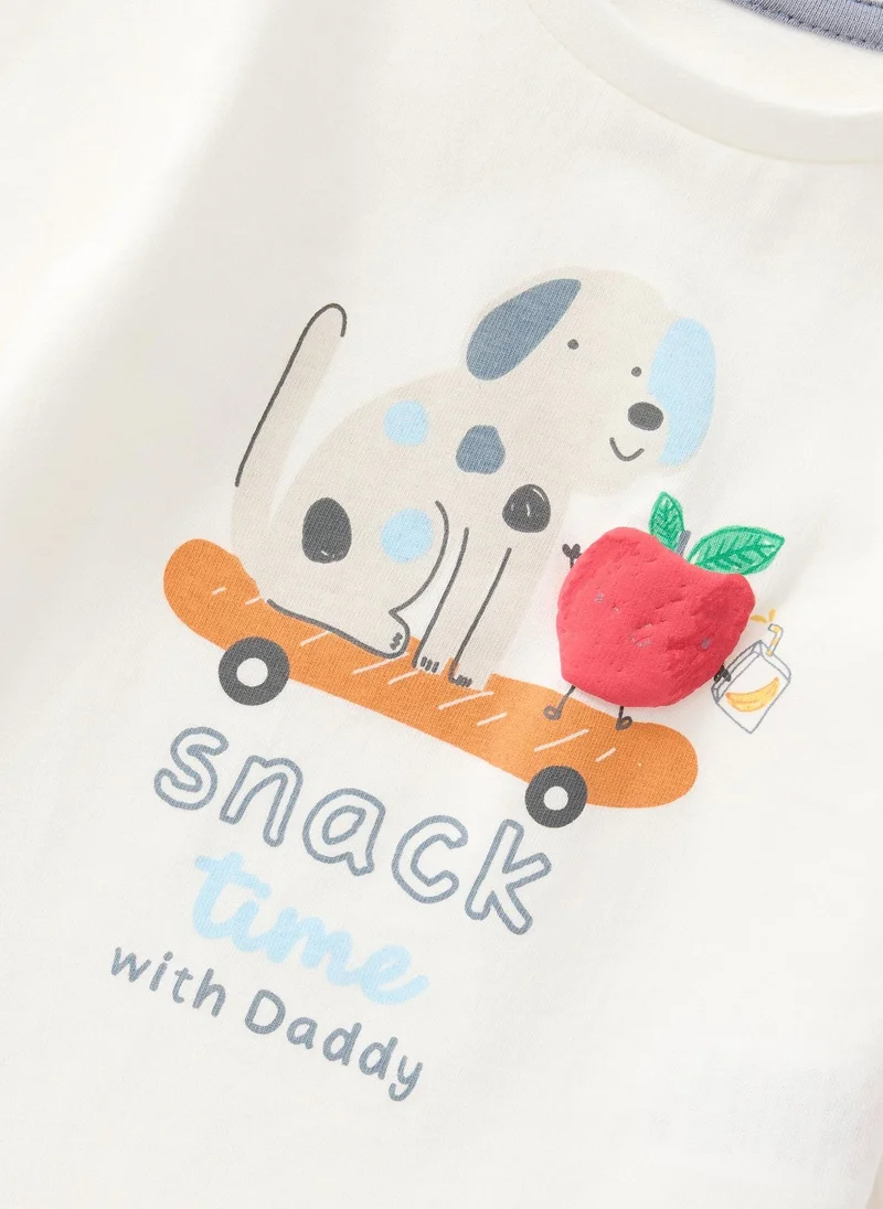 ماتلان Baby Cream Daddy Slogan T-Shirt