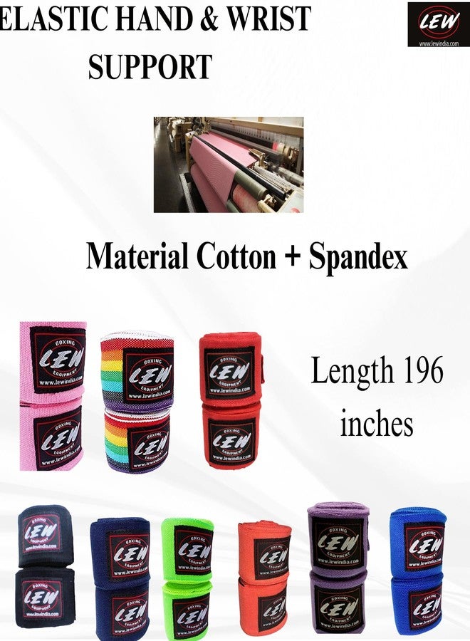 LEW Mexican Style Boxing 500CM Long with Elastic Hand & Wrist Support Spandex Multicolor Hand Wraps (Maroon) - Image 5
