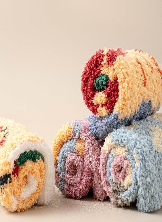 SKOLA Super Soft Cozy Winter Warm Slipper Socks Womens Anti Slip Grip Fuzzy Socks(Red/Purple/Pink/Blue/Yellow 5-Pairs) - Image 4