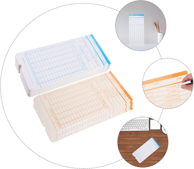 Alipis Universal Double-Sided Attendance Cards Paper 190 Sheets (2 Sets of 95 Sheets) Time Cards for Office Use Employee Weekly and Monthly Attendance Recording - Image 3