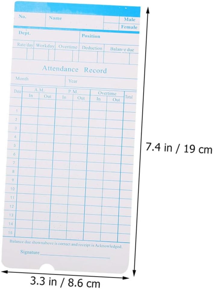 Alipis Universal Double-Sided Attendance Cards Paper 190 Sheets (2 Sets of 95 Sheets) Time Cards for Office Use Employee Weekly and Monthly Attendance Recording - Image 2