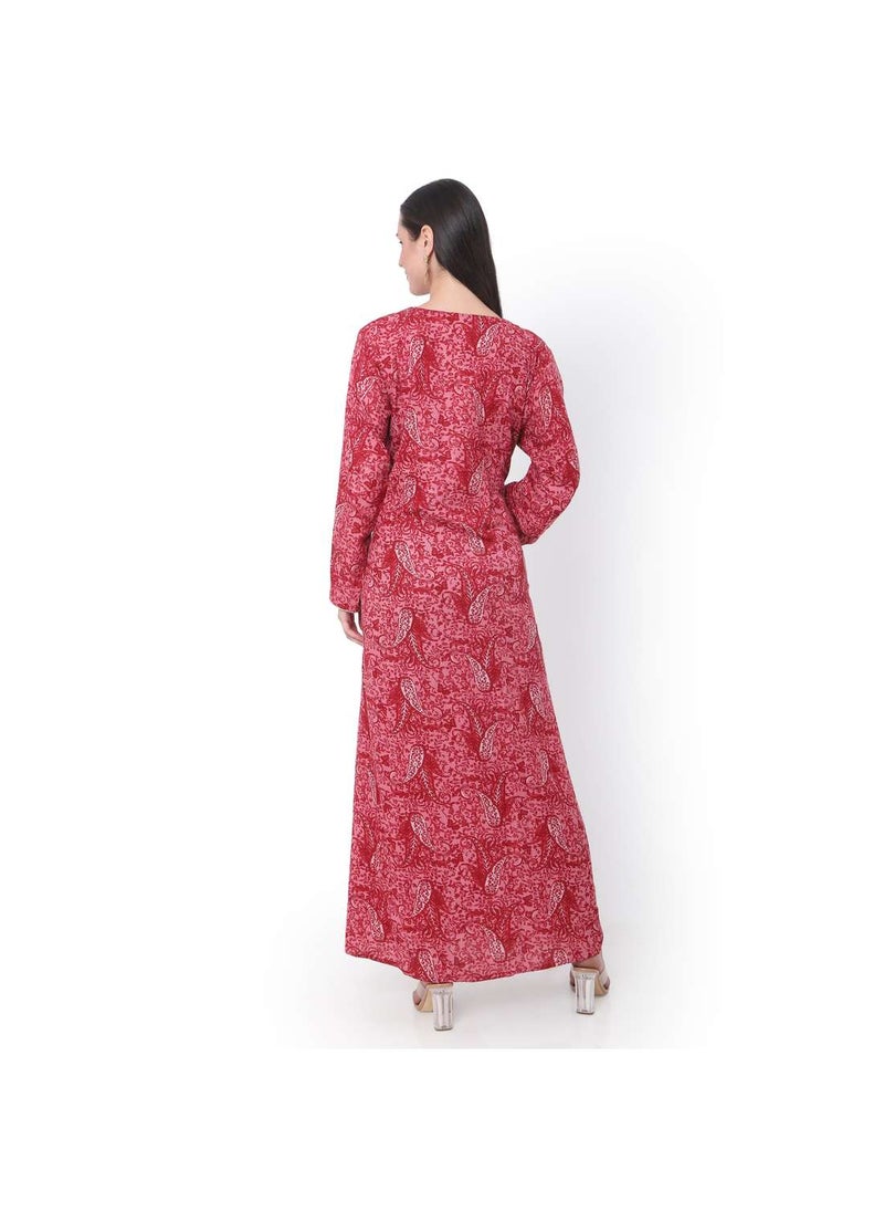 HANA & SARA - SMOKING DESIGN WITH PRINTED AND BUTTONED RAYON ARABIC JALABIYA KAFTAN - Image 1