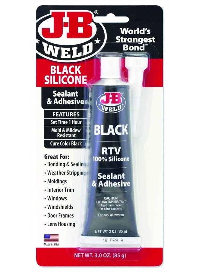 J-B WELD 31319 RTV Silicone Sealant and Adhesive - Black - 3 oz.  - Image 1