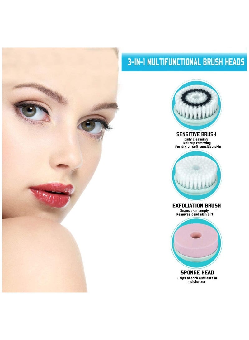 ORiTi Facial Cleansing Spin brush Set - Waterproof Skin Advanced Microdermabrasion for Gentle Exfoliation and Deep Scrubbing with 3 Exfoliating brush Heads - Image 3