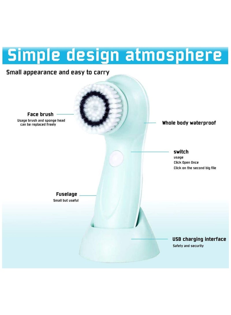 ORiTi Facial Cleansing Spin brush Set - Waterproof Skin Advanced Microdermabrasion for Gentle Exfoliation and Deep Scrubbing with 3 Exfoliating brush Heads - Image 2