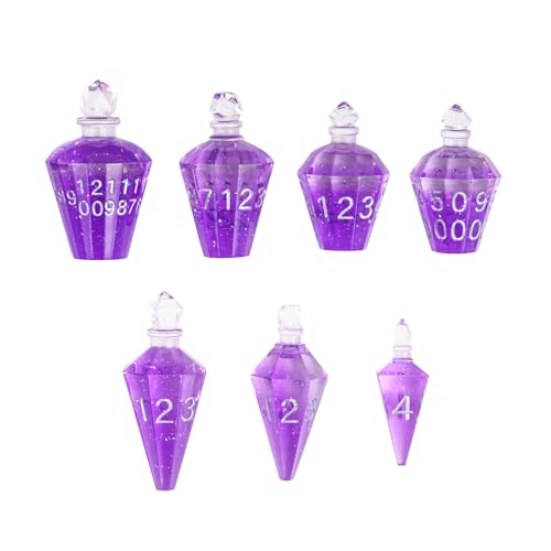 CRITALLIC 7PCS Potion DND Dice SetTransparent Sharp Edge Die Set DD RPG Polyhedral Diefor Dungeons Dragons Pathfinder and TTRPG Roleplaying GamesPurple - Image 1