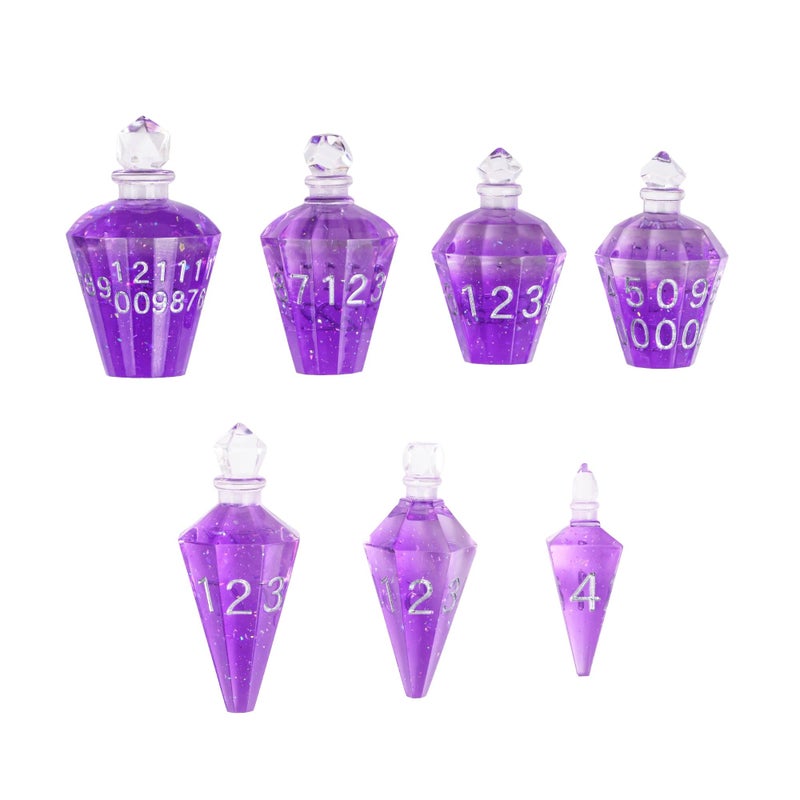CRITALLIC 7PCS Potion DND Dice SetTransparent Sharp Edge Die Set DD RPG Polyhedral Diefor Dungeons Dragons Pathfinder and TTRPG Roleplaying GamesPurple - Image 3