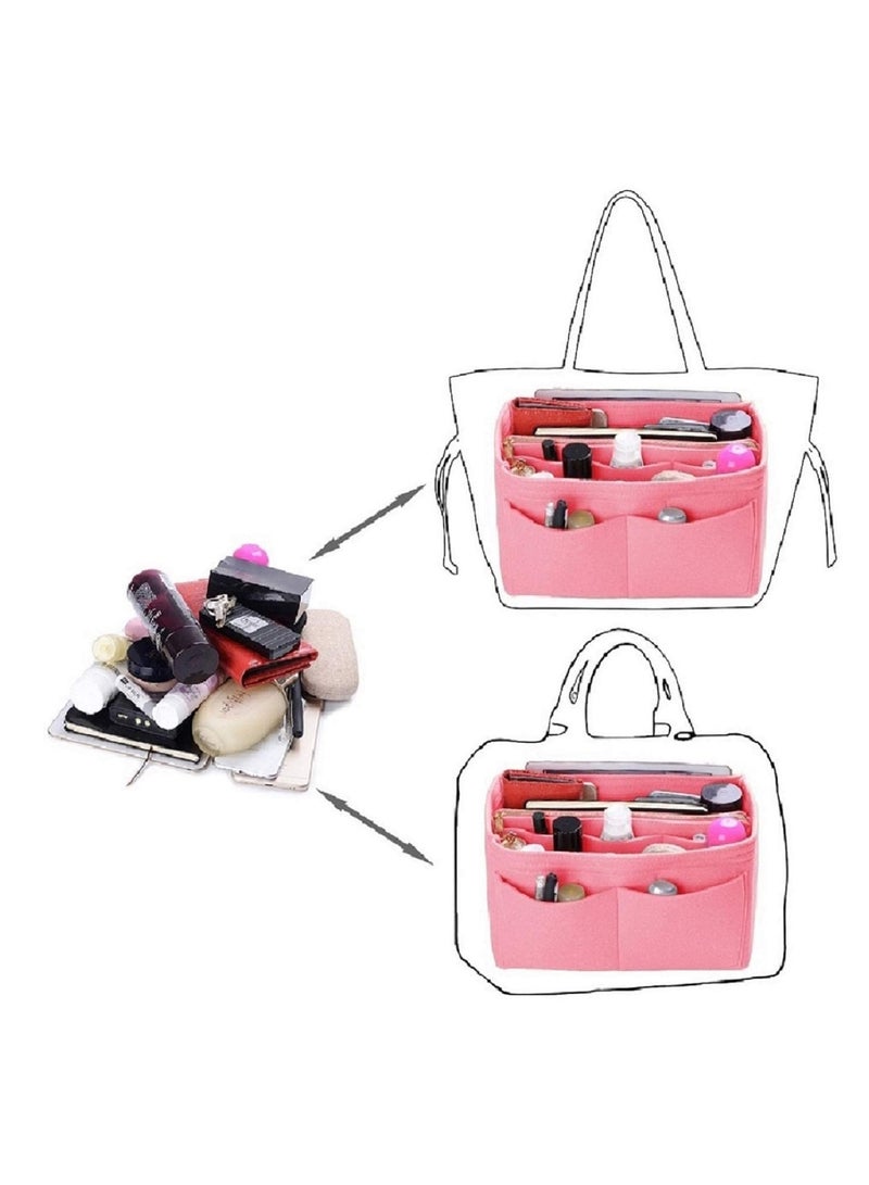 Felt Purse Organizer Insert for Handbags Portable Tote Bag Shaper with Zippers Perfect for Speedy Neverfull (Pink) - Image 3
