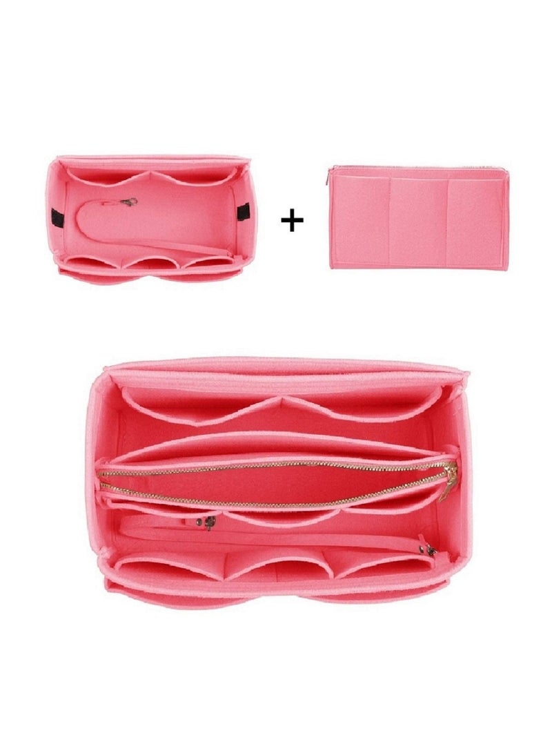 Felt Purse Organizer Insert for Handbags Portable Tote Bag Shaper with Zippers Perfect for Speedy Neverfull (Pink) - Image 5