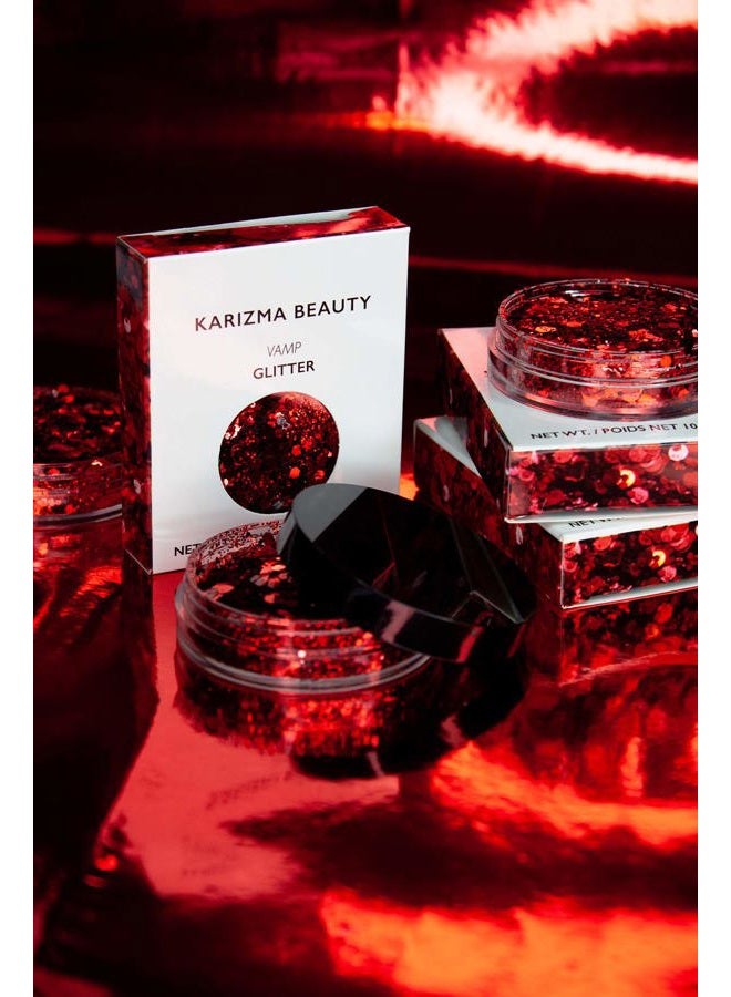 KARIZMA Vamp 10g Chunky Face, Hair, Eye and Red Body Glitter for Women - Rave, Festival Accessories, Cosmetic Makeup - Loose Set - Image 3