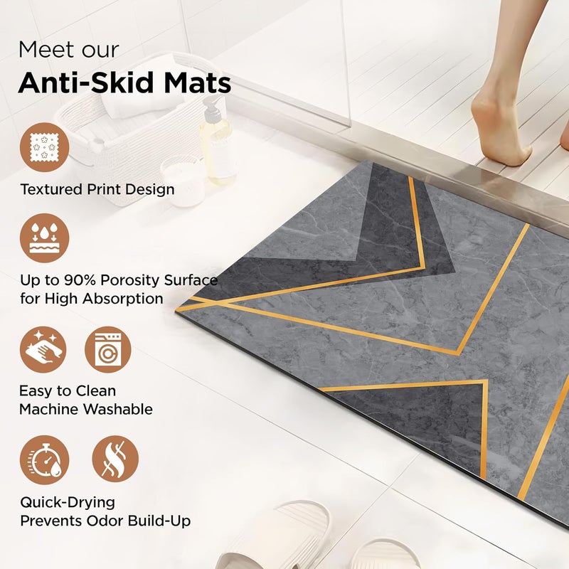 UMAI Polyester Non-woven Felt Bathroom Mat (40*60cm) Bath Mat | Anti Skid Mat for Bathroom Floor | Bathroom Accessories | Bathroom Mats Water Soak | Non Slip Mat for Bathroom | Floor Mat (Multicolor) - Image 4