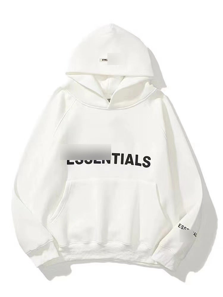 2024 Autumn Winter Unisex Hoodie Casual Loose Fit Sweatshirt White with logo  - Image 1