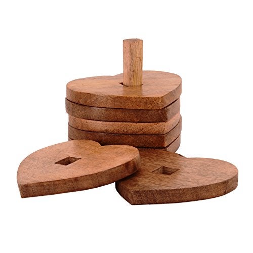 Purpledip Wooden Coasters 'Stacked Hearts': Unique Dining Accessory, Housewarming Gift (11071) - Image 2