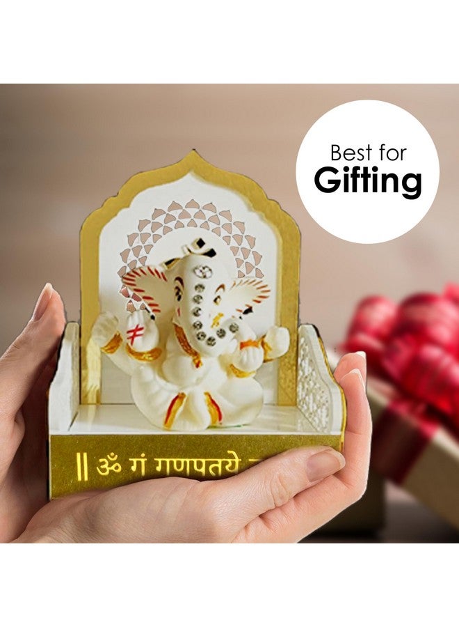 SOLOBOLO Ganesh Idol for Car Dashboard with Small Temple for Car Dashboard,Ganesh Idol for Office Desk,Ganesha Idol for Gift,Gift for Housewarming Ceremony (Singhasan Only) - Image 2