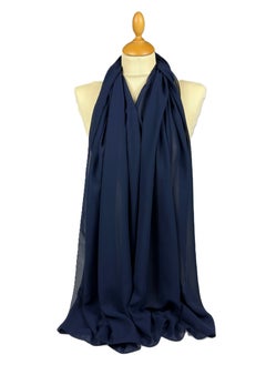Perfectory PERFECTORY Women Lightweight Solid Chiffon Hijab Shawl Soft Premium Abaya Shawl Wrap Scarves, Long Bridal Hijab Scarf- Navy Blue  - Image 1