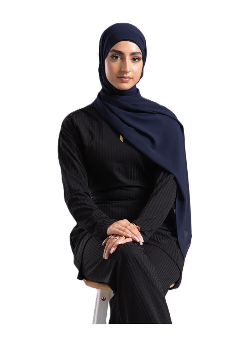 PERFECTORY Women Lightweight Solid Chiffon Hijab Shawl Soft Premium Abaya Shawl Wrap Scarves, Long Bridal Hijab Scarf- Navy Blue - Image 5