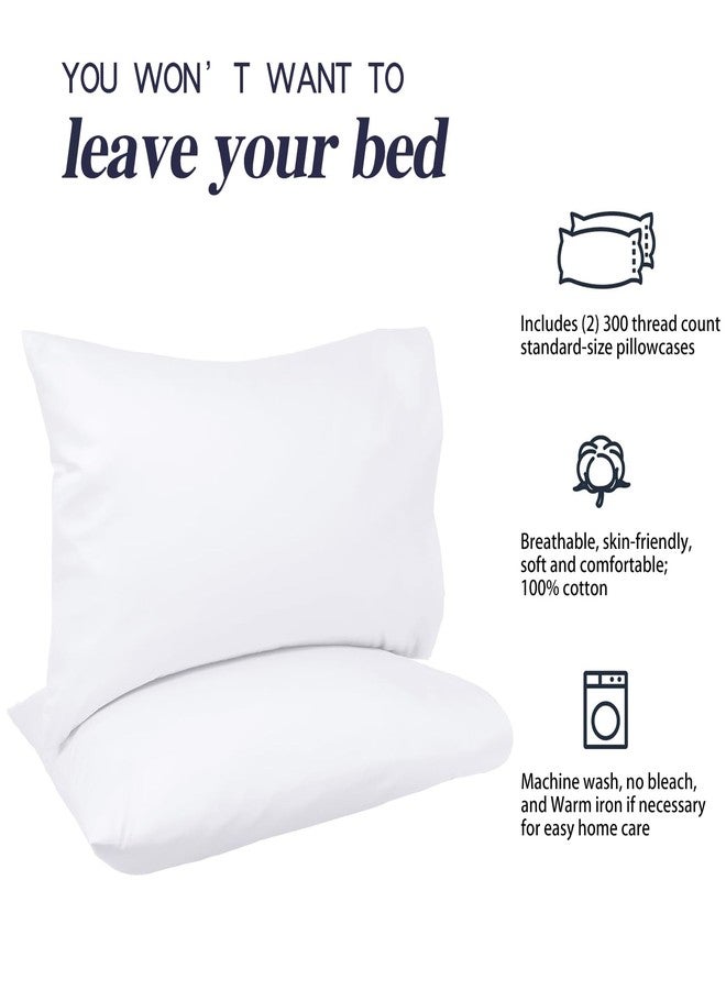 Nuzzle Pillow Cases Standard Size Set of 2, 100% Cotton Pillowcases with Envelope Closure, White Pillow Covers 20 x 26 inches, Pillow Protector with 300 Thread Count Soft and Breathable - Image 3