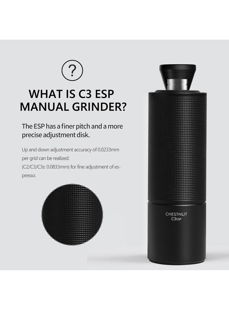 TIMEMORE Chestnut C3 ESP Hand Coffee Grinder, Manual Coffee Hand Grinder Capacity 25g with CNC Stainless Steel Conical Burr, Internal Adjustable Setting, Double Bearing Positioning for Travel, Camping (Black) - Image 4