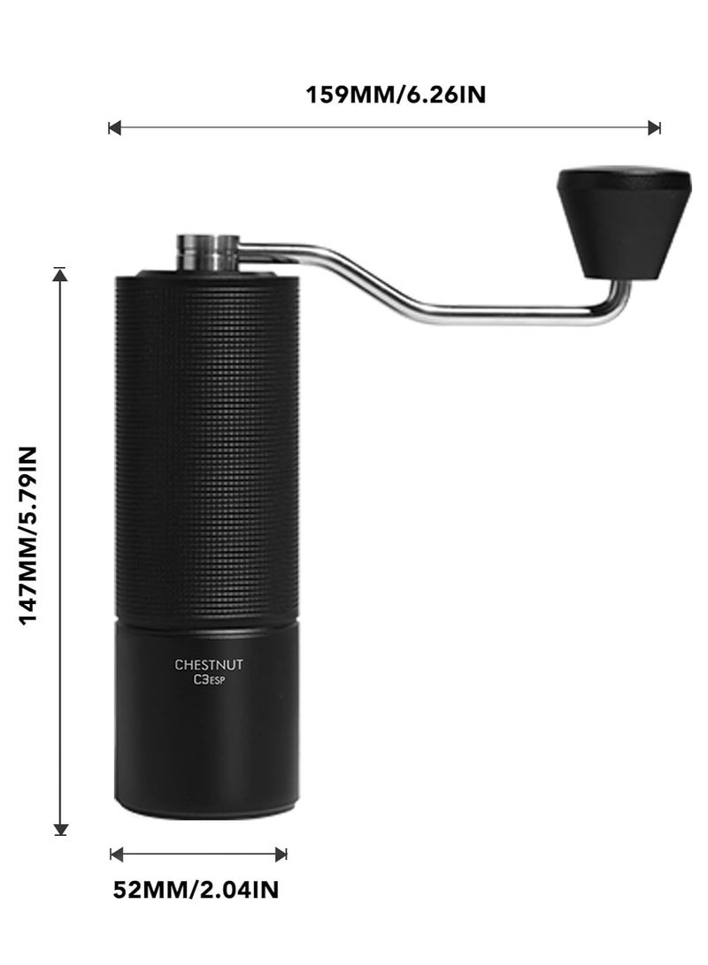 TIMEMORE Chestnut C3 ESP Hand Coffee Grinder, Manual Coffee Hand Grinder Capacity 25g with CNC Stainless Steel Conical Burr, Internal Adjustable Setting, Double Bearing Positioning for Travel, Camping (Black) - Image 5