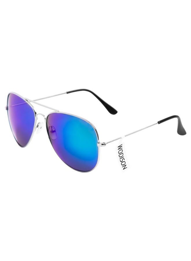 WODISON Classic Kids Aviator Sunglasses Reflective Metal Frame Children Eyeglass Silver Frame Blue Mix Green Lens - Image 5