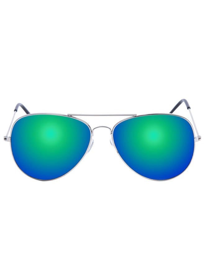 WODISON Classic Kids Aviator Sunglasses Reflective Metal Frame Children Eyeglass Silver Frame Blue Mix Green Lens - Image 4