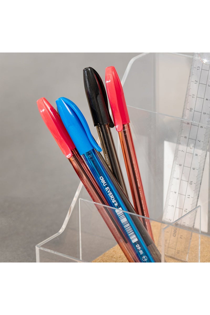 Deli EQ9-RD Ball Point Pen - 5 Pcs - ideal for office & school use - Image 3