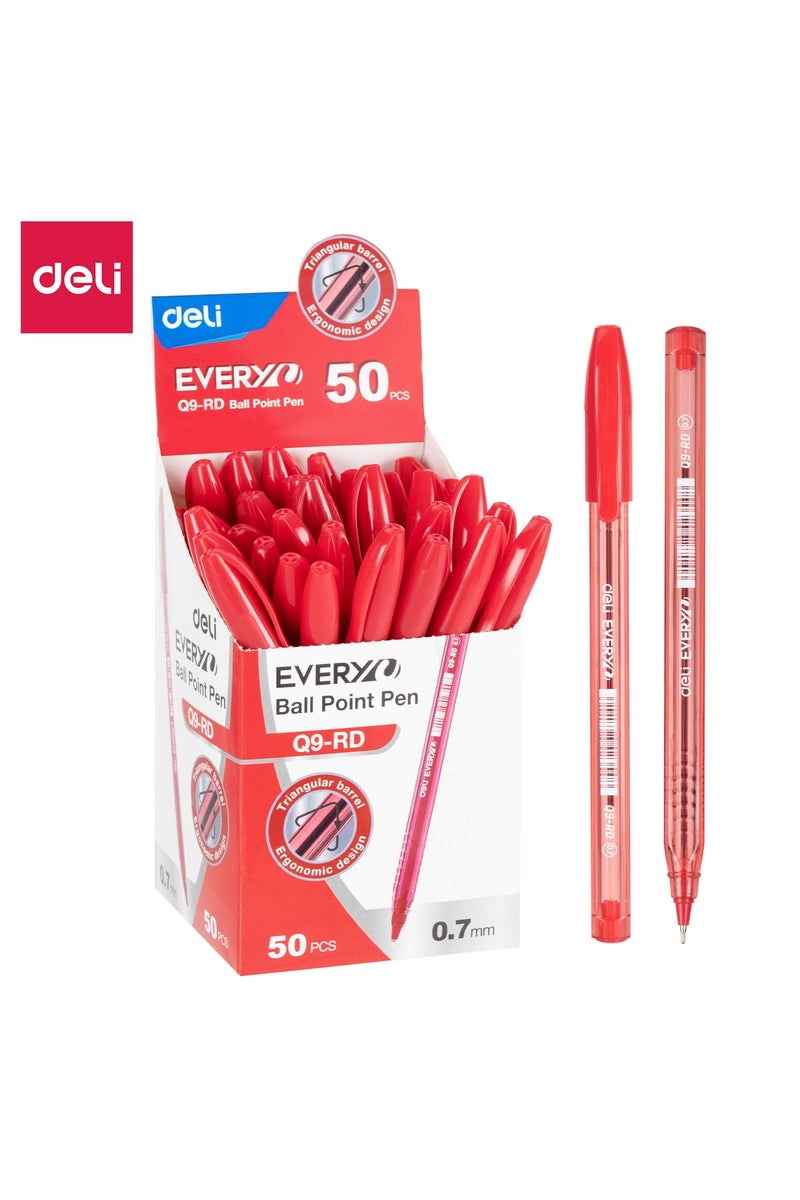 Deli EQ9-RD Ball Point Pen - 5 Pcs - ideal for office & school use - Image 2