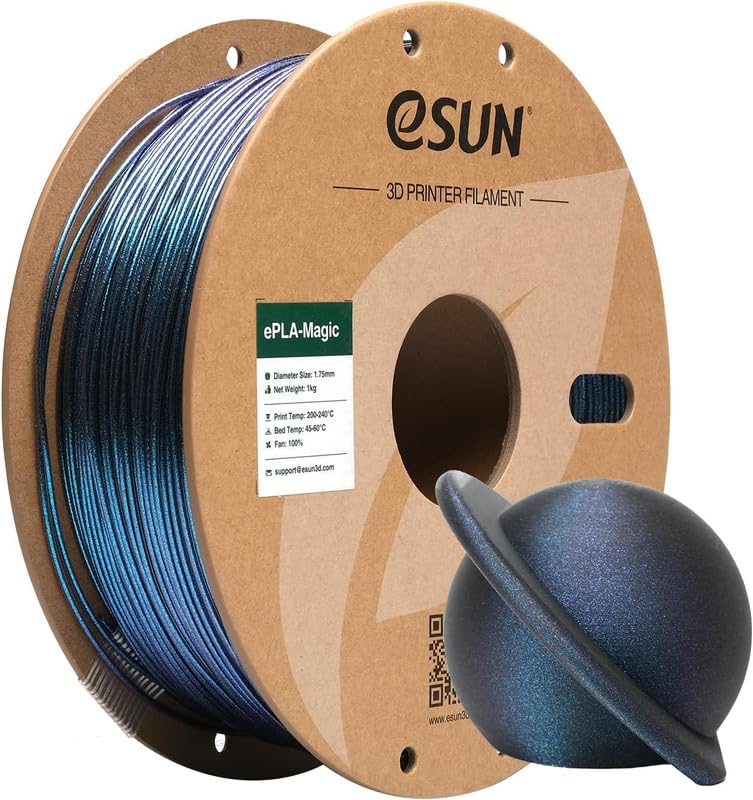 3idea e-Sun Magic PLA Filament 1.75mm, Dual Color Dark Night Starlight Twinkling PLA 3D Printer Filament, 1KG (2.2 LBS) Spool 3D Printing Color Change Filament for 3D Printers, Dark Twinkling Blue - Image 1