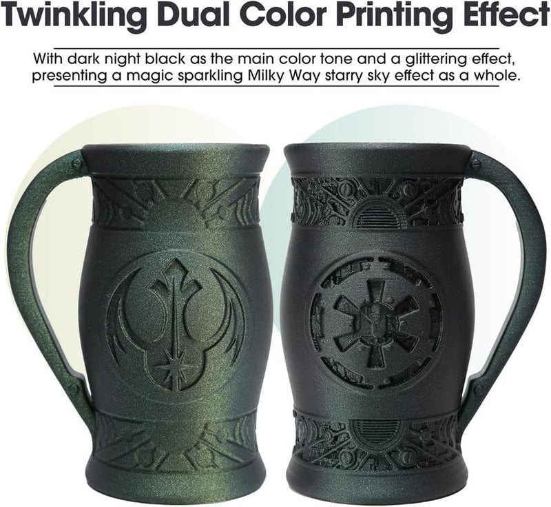 3idea e-Sun Magic PLA Filament 1.75mm, Dual Color Dark Night Starlight Twinkling PLA 3D Printer Filament, 1KG (2.2 LBS) Spool 3D Printing Color Change Filament for 3D Printers, Dark Twinkling Blue - Image 4