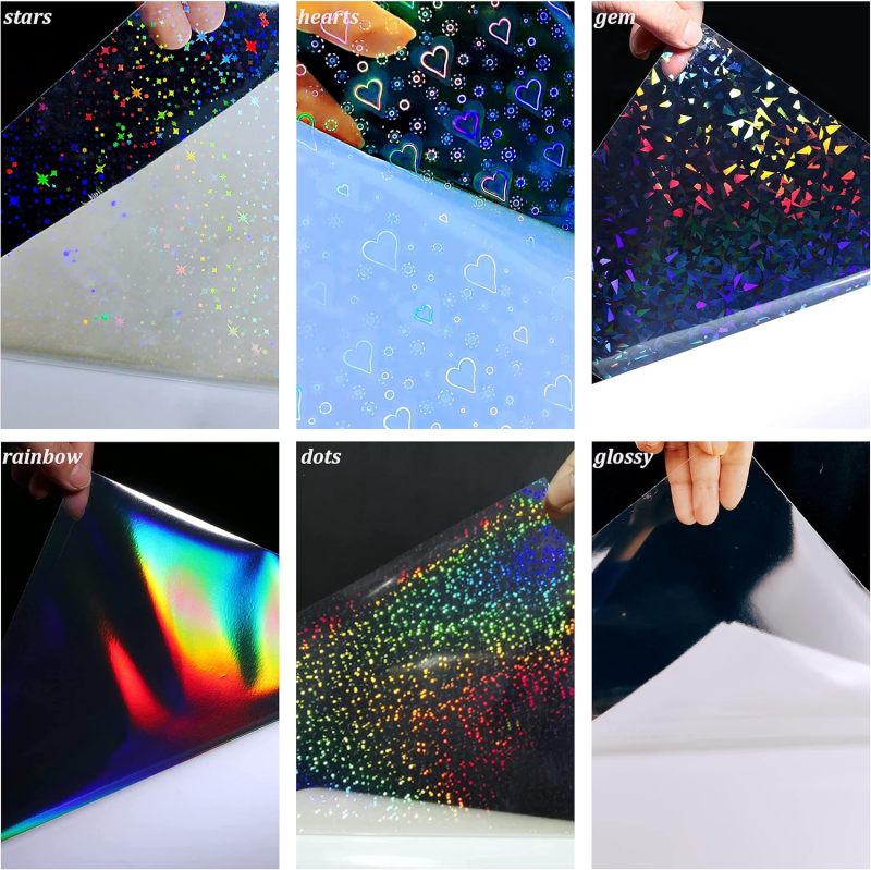 Holographic Sticker Paper A4: 36 Sheets, 6 Mixed Holographic Styles, Self-Laminating - Water-Proof & Durable Adhesive, No Machine Required for Craft, Document Protection for Home, Office, Art Projects - Image 3