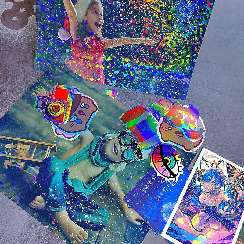 Holographic Sticker Paper A4: 36 Sheets, 6 Mixed Holographic Styles, Self-Laminating - Water-Proof & Durable Adhesive, No Machine Required for Craft, Document Protection for Home, Office, Art Projects - Image 5