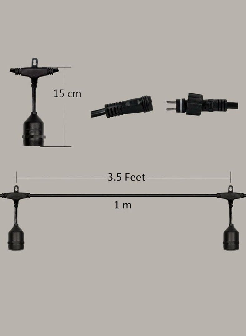 Generic Holder string cable, 50 meters long, black, 15 cm drop 1 bulb per meter 50 bulbs total E27 base. - Image 2