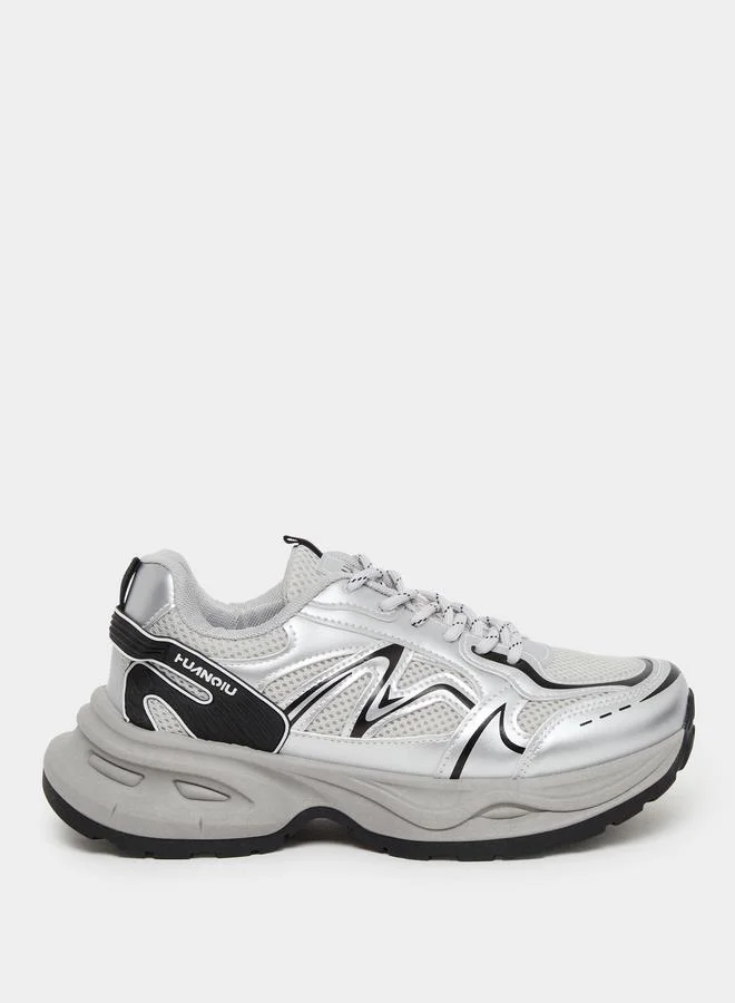 Styli Styli Women Grey Metallic Chunky Sneakers