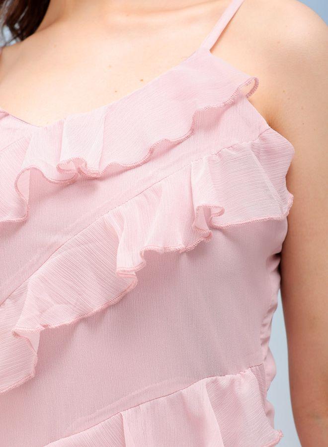 Freehand Women Fitted Party Wear Solid Ruffle Dress - Image 5
