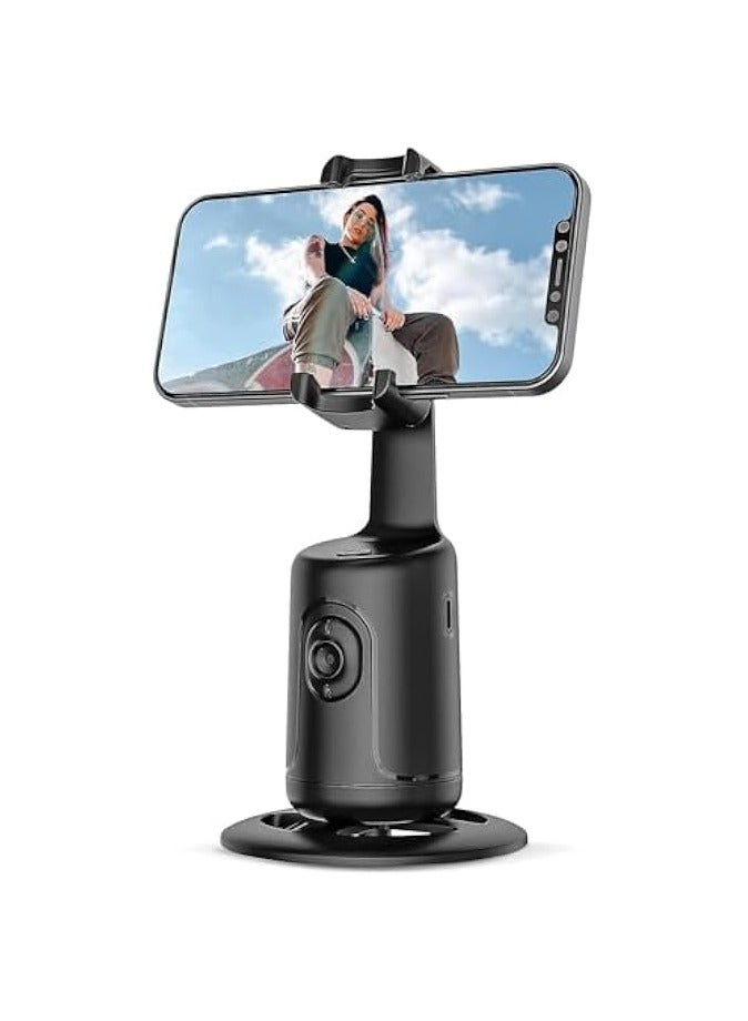 إيروريكس حامل ثلاثي القوائم لتتبع الوجه التلقائي على الطاولة، مثبت كاميرا الهاتف يدور 360 درجة، حامل ثلاثي للجوال، حامل هاتف سيلفي ذكي يعمل بالبطارية لبرنامج تعليمي لمدونة الفيديو المباشرة - أسود - Image 1