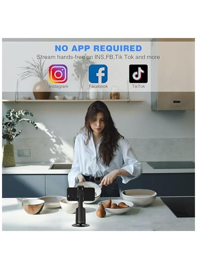 إيروريكس حامل ثلاثي القوائم لتتبع الوجه التلقائي على الطاولة، مثبت كاميرا الهاتف يدور 360 درجة، حامل ثلاثي للجوال، حامل هاتف سيلفي ذكي يعمل بالبطارية لبرنامج تعليمي لمدونة الفيديو المباشرة - أسود - Image 2