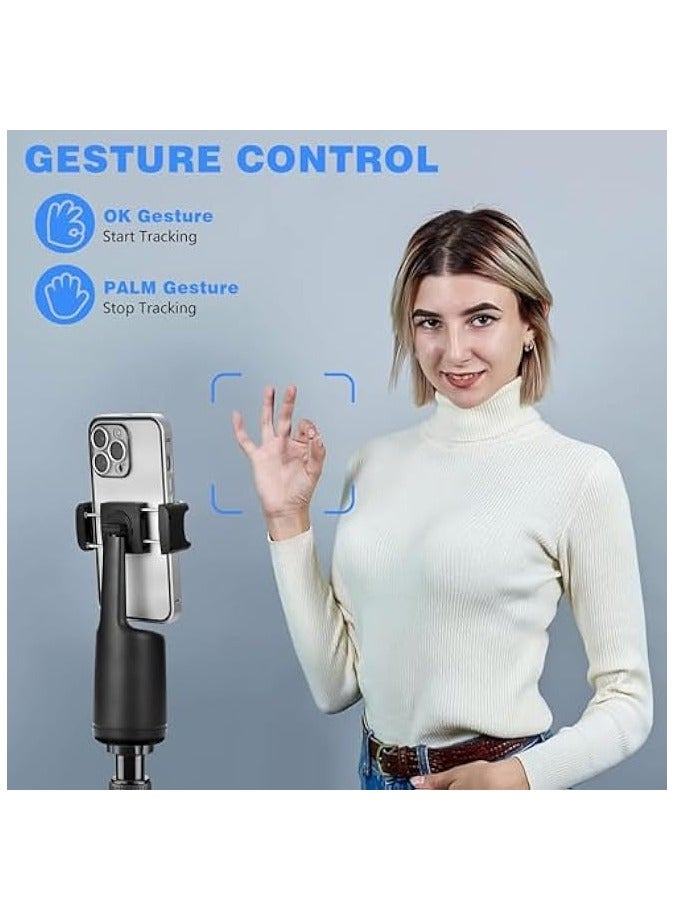 إيروريكس حامل ثلاثي القوائم لتتبع الوجه التلقائي على الطاولة، مثبت كاميرا الهاتف يدور 360 درجة، حامل ثلاثي للجوال، حامل هاتف سيلفي ذكي يعمل بالبطارية لبرنامج تعليمي لمدونة الفيديو المباشرة - أسود - Image 3