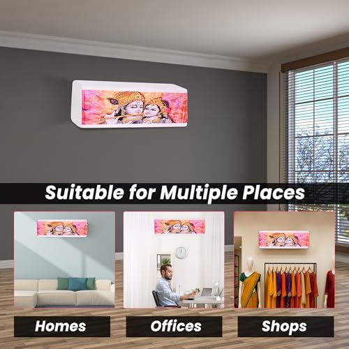 Da Anushi Printed Split Ac Cover Indoor Unit For 1.5 Ton Capacity AC, Inner Unit Ac Cover, All Weather Cover/Attractive Digital Prints/Dustproof/Silken water-resistant Split Ac Cover (Radha Krishana) - Image 2