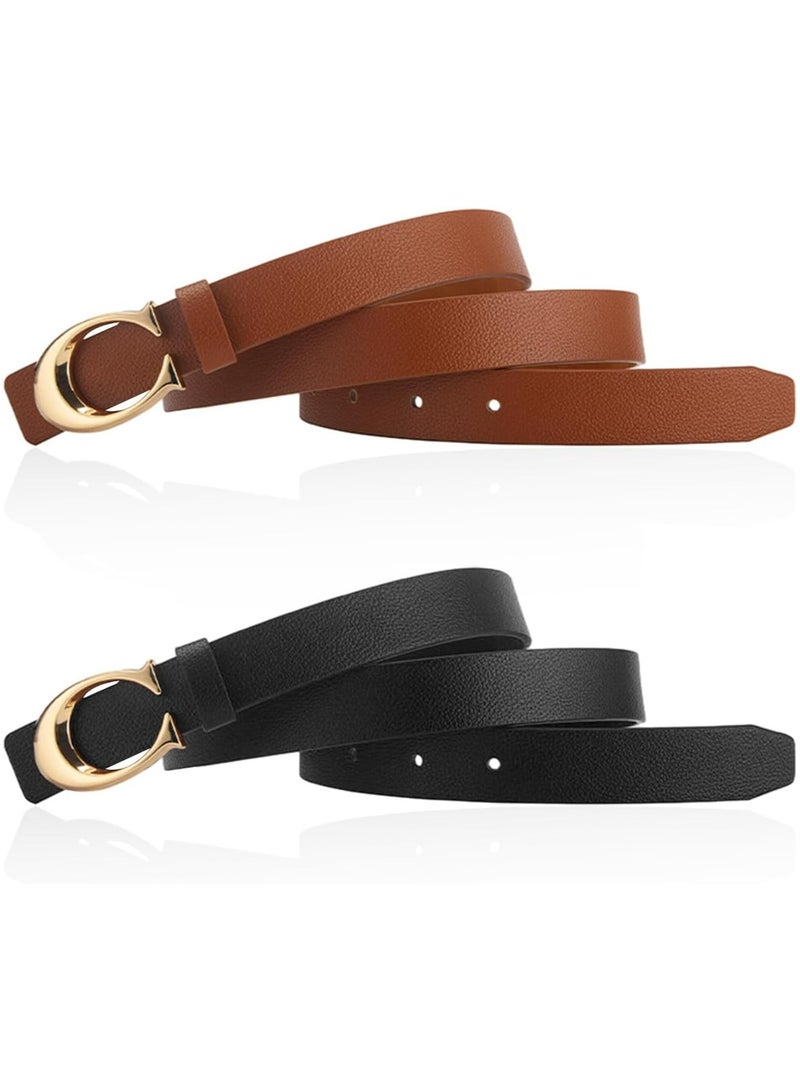 أوزيغالور 2 عبوة أحزمة على شكل حرف C قابلة للانعكاس للنساء - كاكي وأسود، قابلة للتعديل للجينز والفساتين الرسمية - Image 1