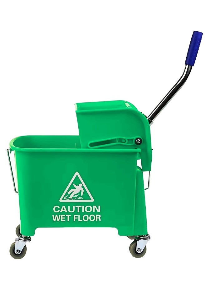 AKC AKC 20-Liter Mop Bucket with Wringer and 4-Wheel 360° Rotating Swivel Trolley, Double-Chambered Design, Heavy-Duty for Home, Office, Restaurants, Hotels, Halls, and Commercial Spaces- Green  - Image 2