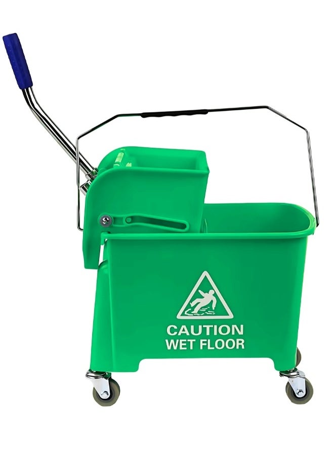 AKC AKC 20-Liter Mop Bucket with Wringer and 4-Wheel 360° Rotating Swivel Trolley, Double-Chambered Design, Heavy-Duty for Home, Office, Restaurants, Hotels, Halls, and Commercial Spaces- Green  - Image 3