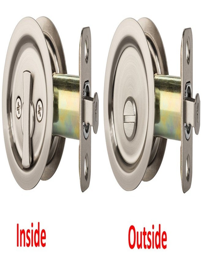Dynasty Hardware Round Bed/Bath Privacy Pocket Door Latch Satin Nickel - Image 3