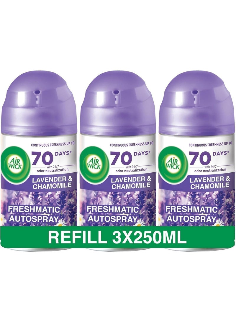 Air Wick Freshmatic Autospray Refill, Lavender & Chamomile Scent, 250ml x 3 - Image 1