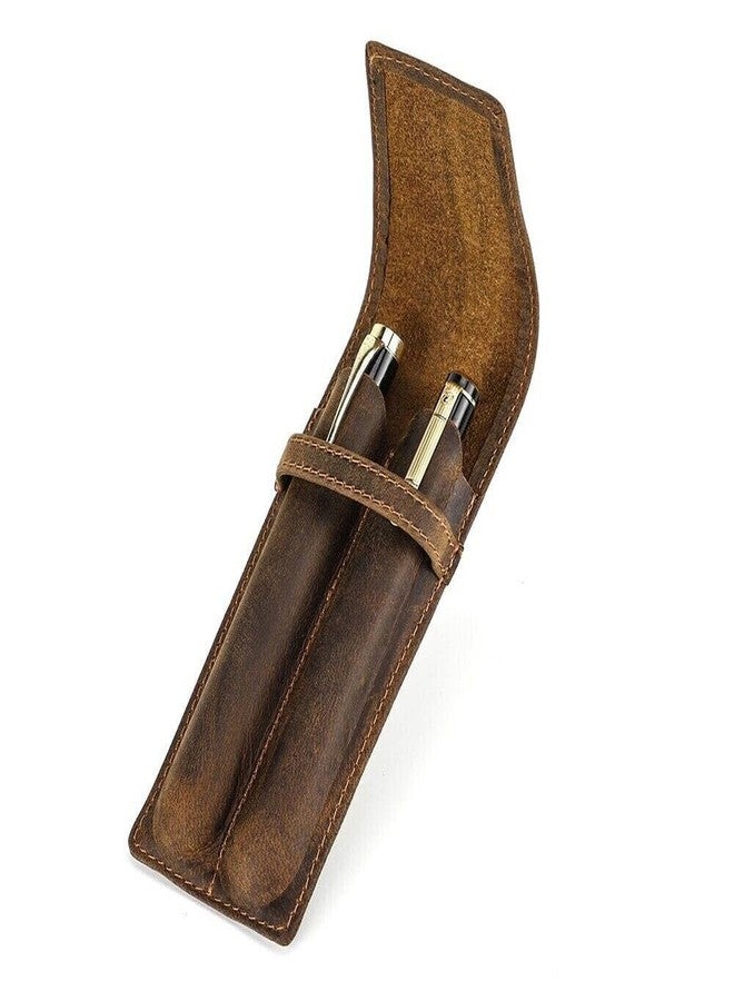 TEAMWILL حافظة أقلام فاخرة من الجلد الطبيعي بفتحتين، مثالية لحفظ أقلام الحبر السائل وتنظيمها. - Image 1