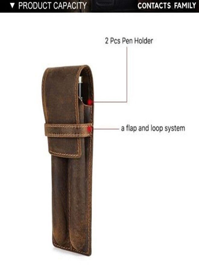 TEAMWILL حافظة أقلام فاخرة من الجلد الطبيعي بفتحتين، مثالية لحفظ أقلام الحبر السائل وتنظيمها. - Image 5