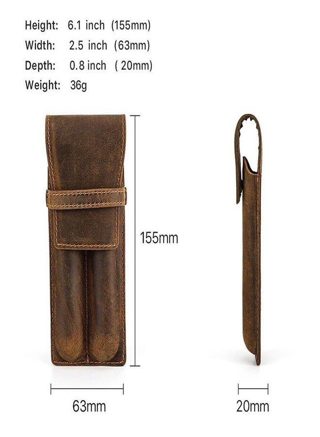 TEAMWILL حافظة أقلام فاخرة من الجلد الطبيعي بفتحتين، مثالية لحفظ أقلام الحبر السائل وتنظيمها. - Image 4