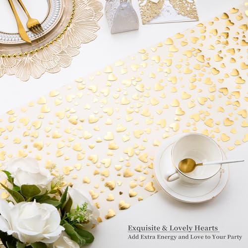 AdasBridal Gold Table Runner 2 Pack Sequin Foil Metallic Heart Table Runners Roll 11"x106", Centerpieces Decorations for Event Wedding Engagement Baby Shower Valentine Party Supplies - Image 5